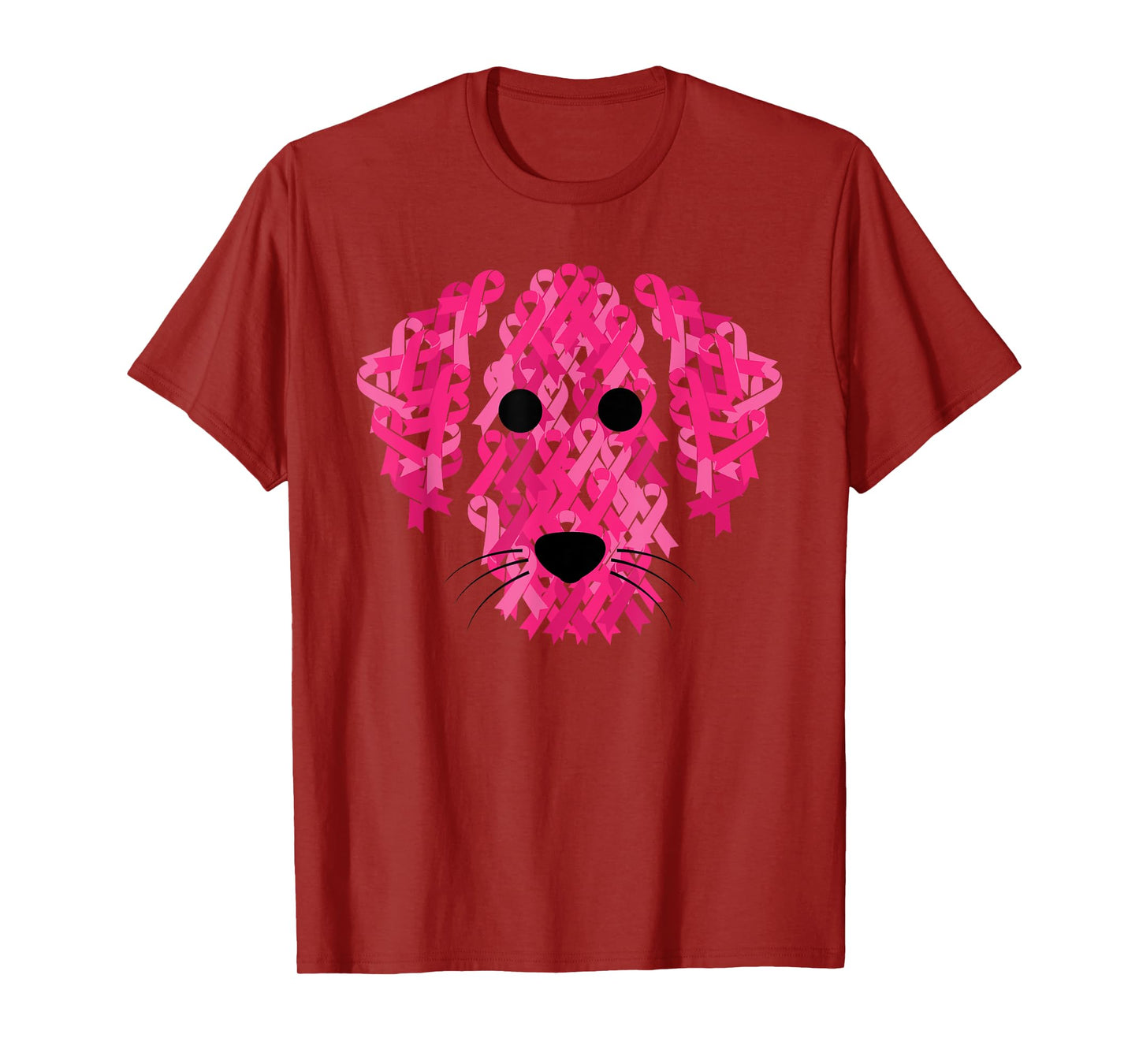 Pink Ribbon Dog Inspirational Breast Cancer Awareness Gift T-Shirt