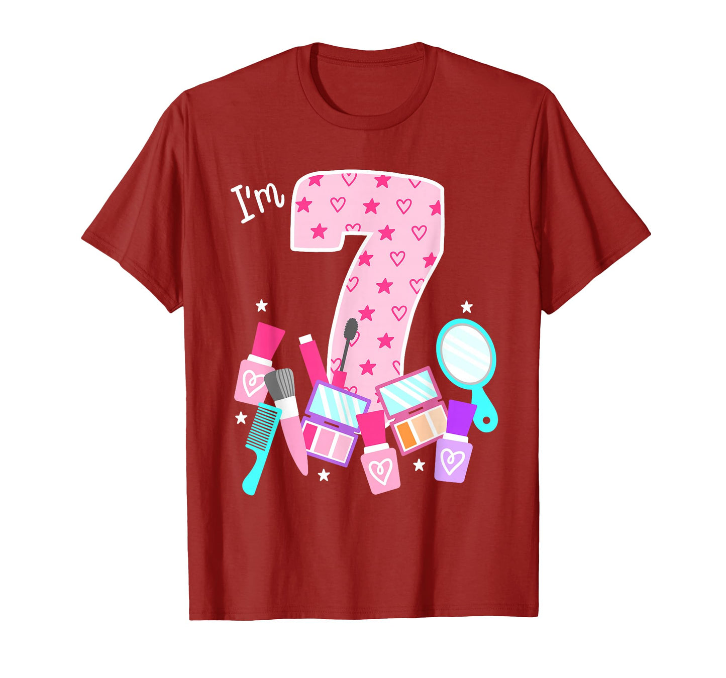 Spa Birthday Party I'm 7 Girls Makeup 7th Bday Kids Toddlers T-Shirt