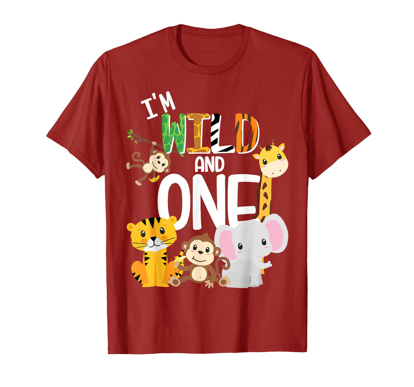 I'm Wild and One Zoo Theme Birthday Safari Jungle Animals T-Shirt