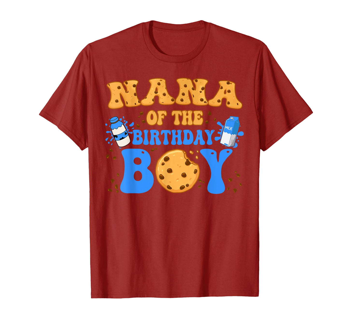 Nana Of The Birthday Boy Milk and Cookies Lover T-Shirt
