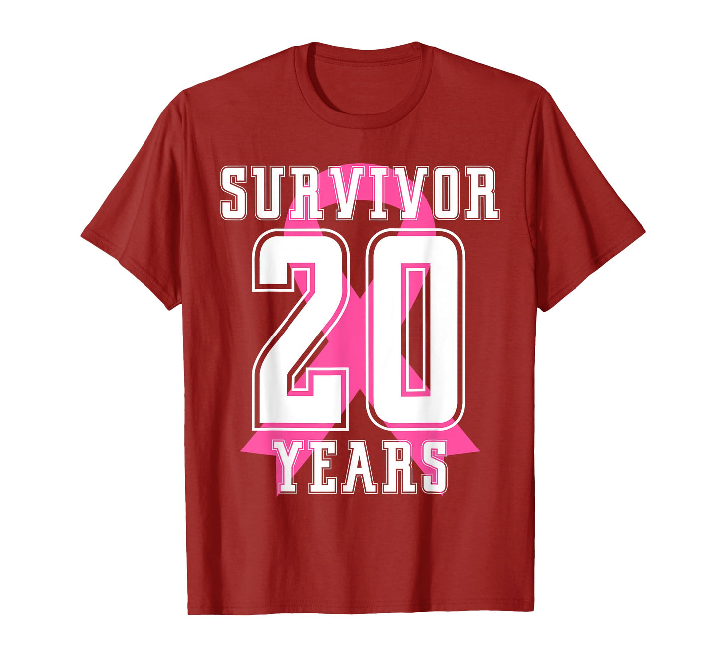 20 Years Free Survivor Breast Cancer Awareness Pink Ribbon T-Shirt
