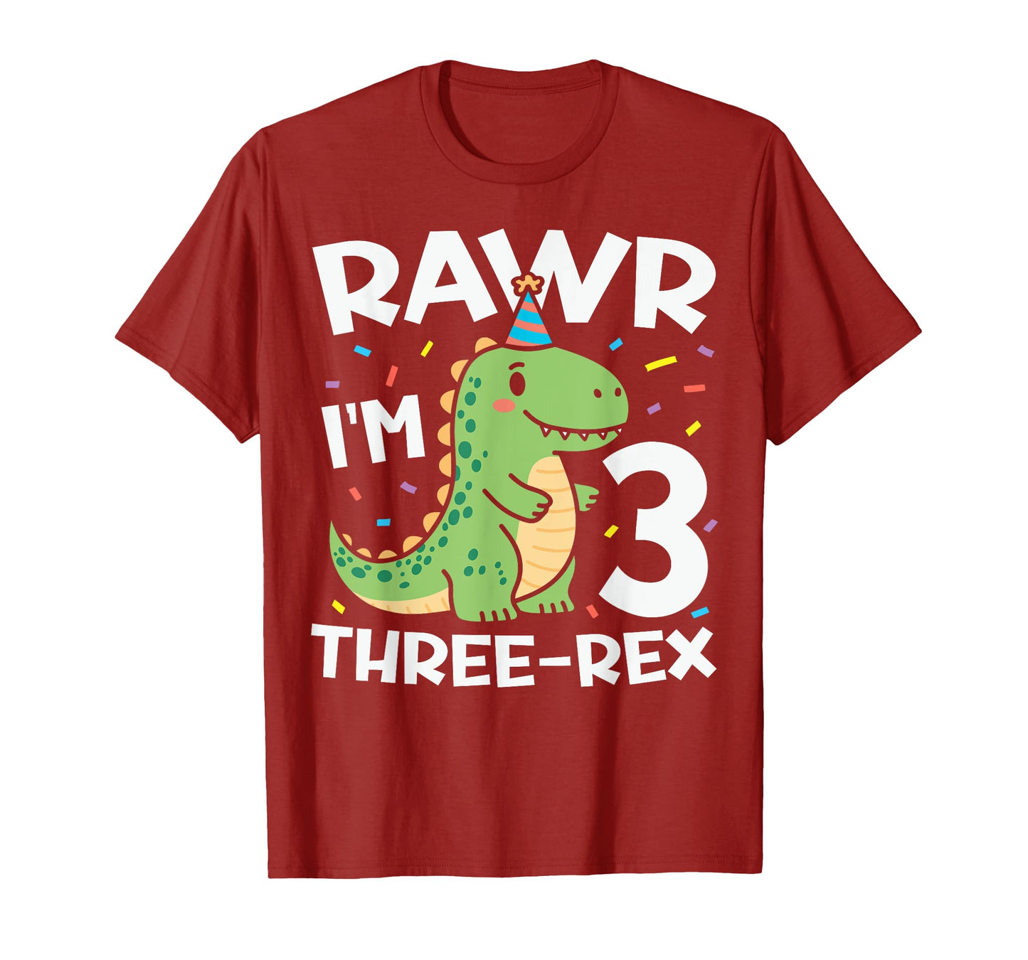 Rawr I'm 3 Cute Three-Rex T-Rex 3rd Birthday Dinosaur Party T-Shirt