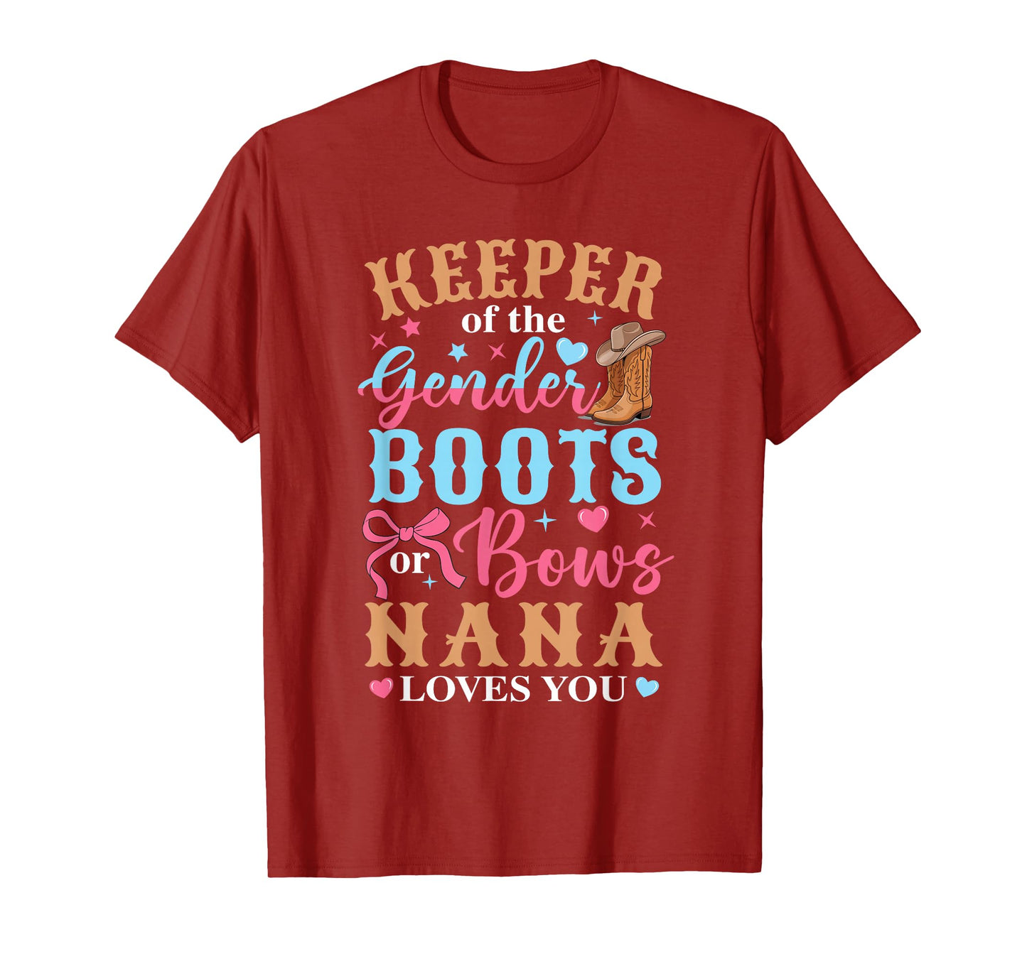 Boots Or Bows Nana Loves You Gender Reveal Family Matching T-Shirt