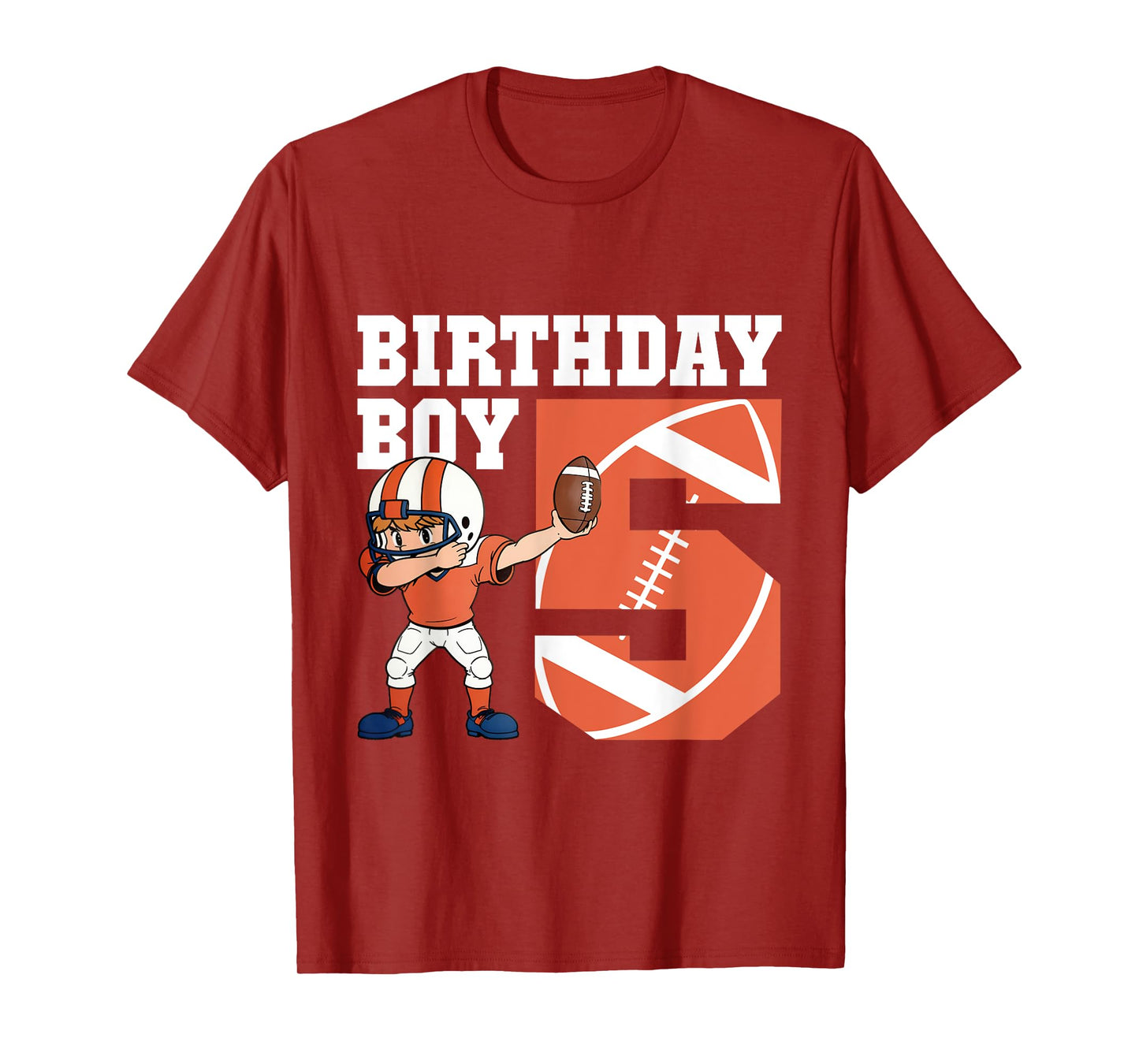 5th Birthday Boy Football Player Dabbing 5 Years Old Kids T-Shirt