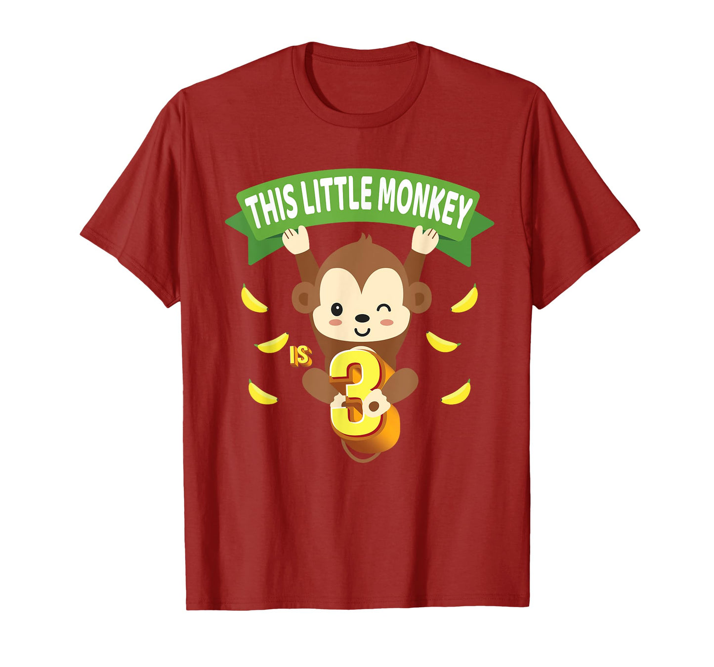 This Little Monkey Is 3 Years Old Kid 3rd Birthday Monkeys T-Shirt