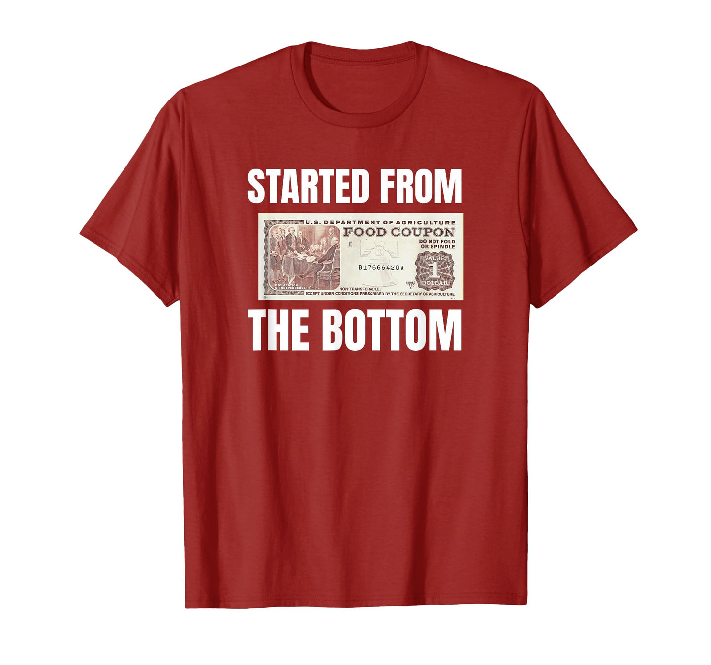 Started At The Bottom Funny Food Stamp 80's 90's kids Know T-Shirt