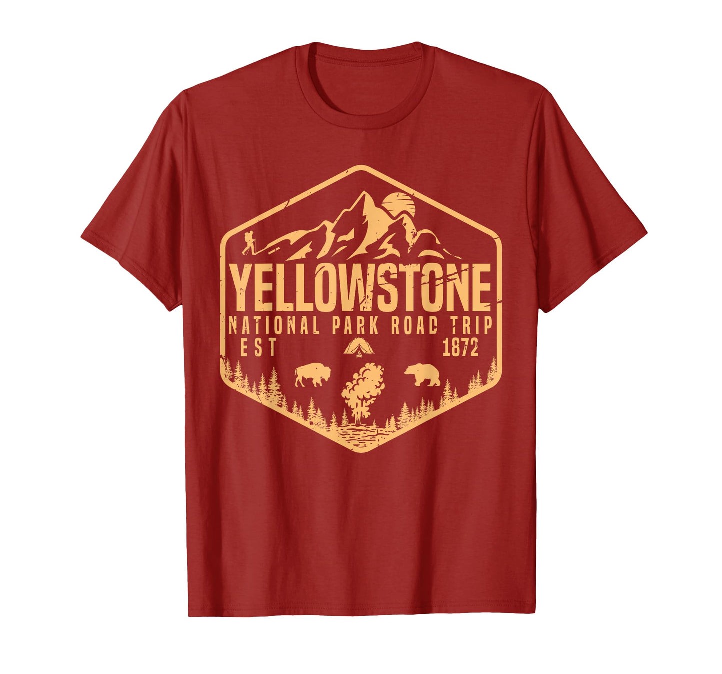 Yellowstone National Park Souvenir Family Road Trip Hiking T-Shirt