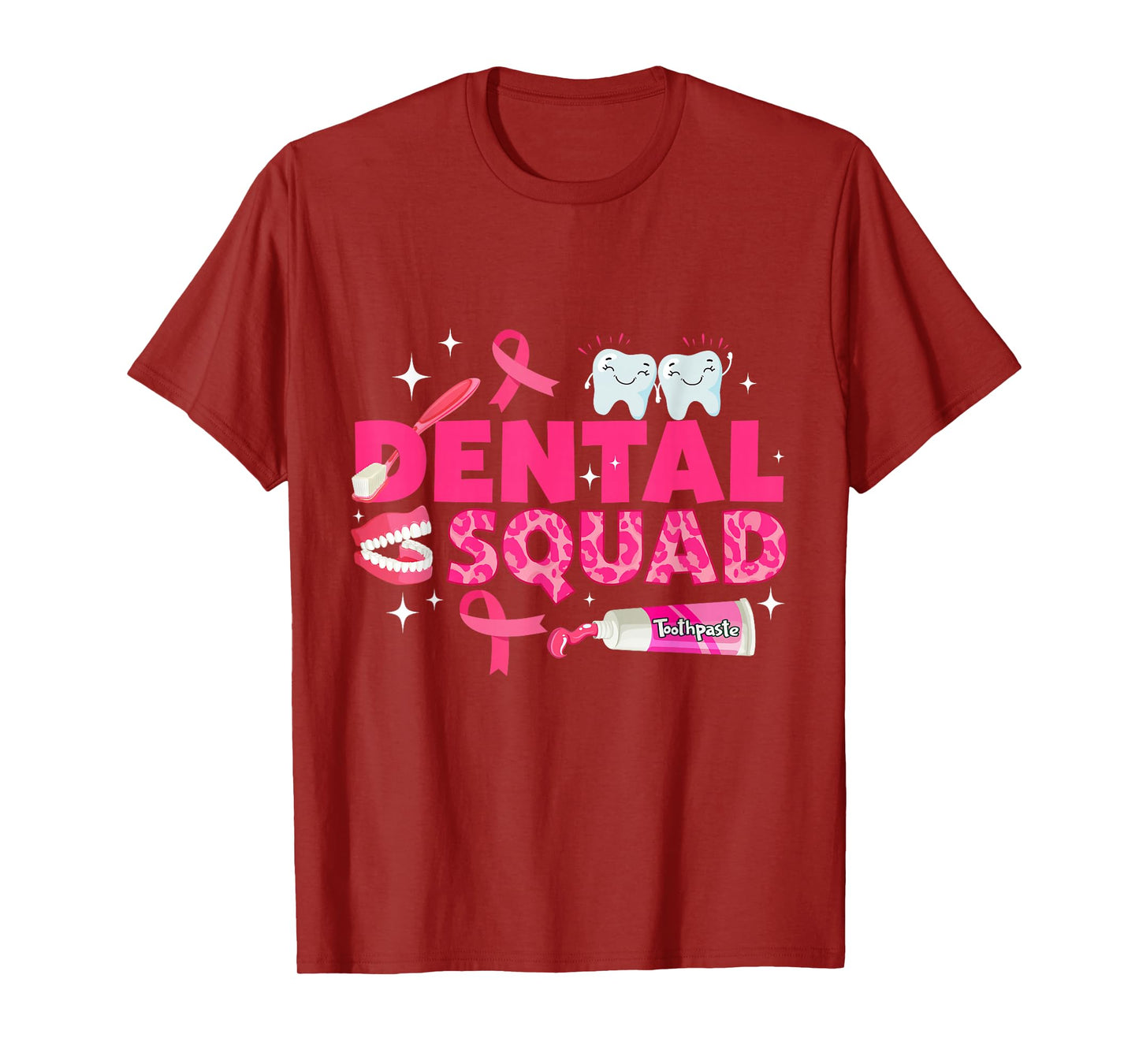 Dental Squad Teeth Pink Ribbon Breast Cancer Awareness T-Shirt