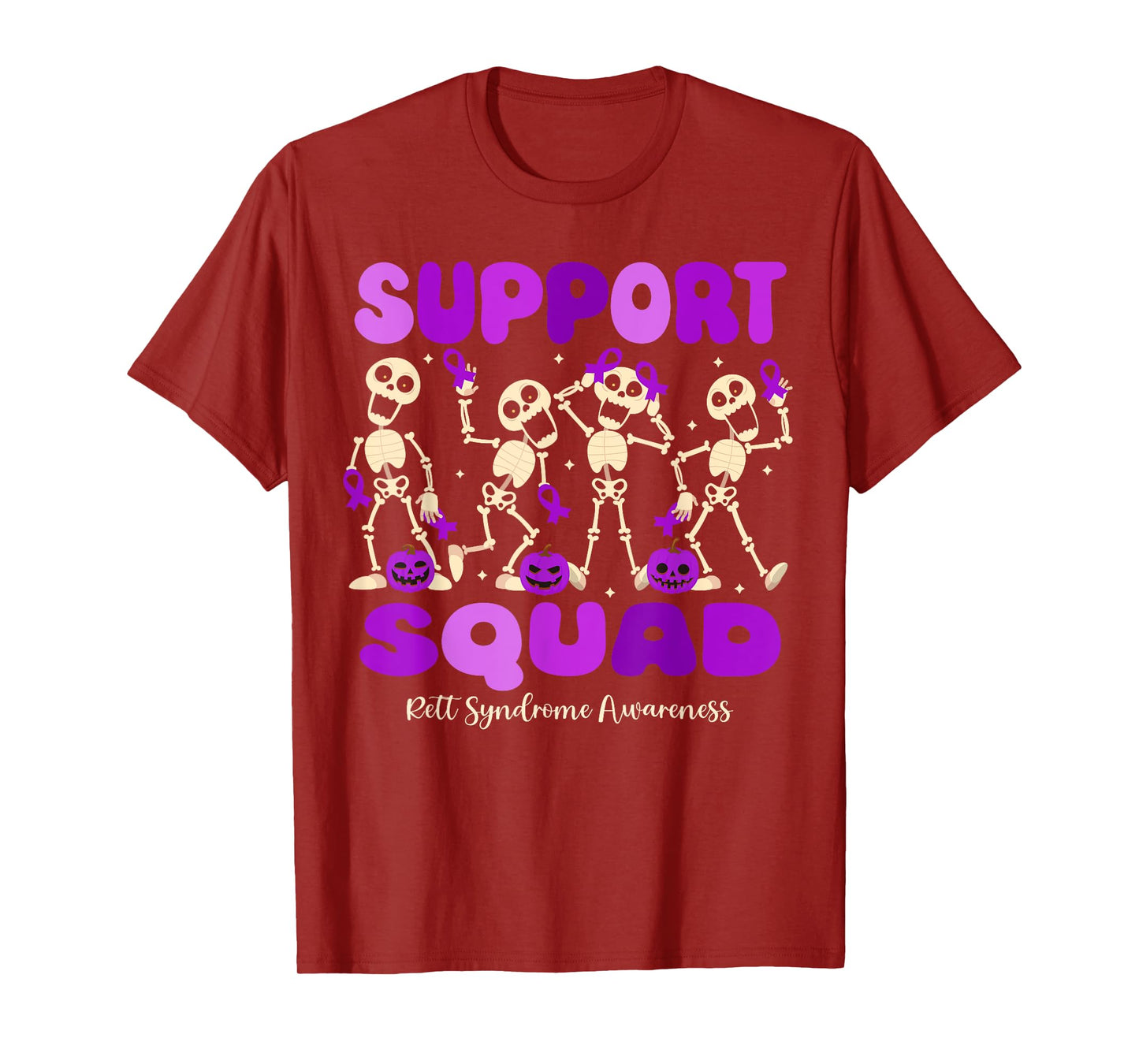Funny Halloween Rett Syndrome Skeleton Support Squad T-Shirt
