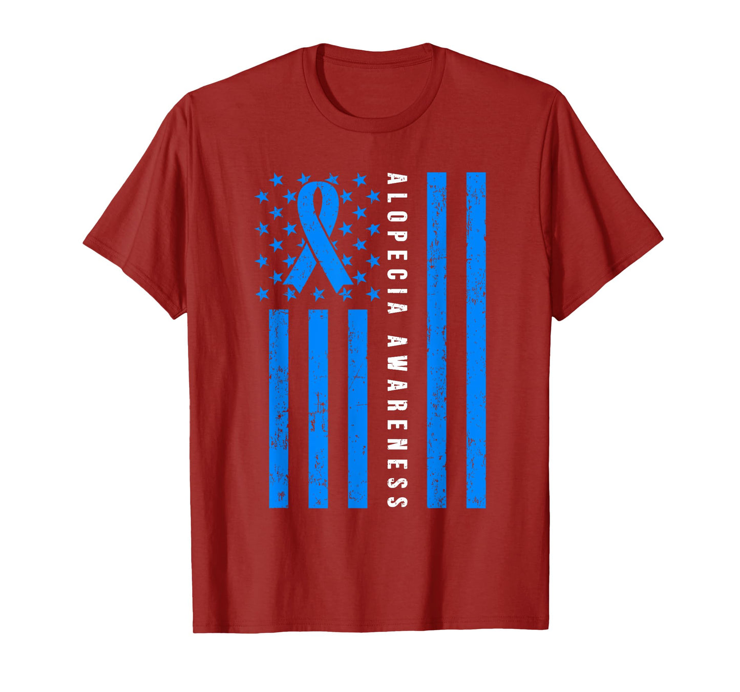 Alopecia Areata Awareness I Wear Blue Ribbon Support Family T-Shirt