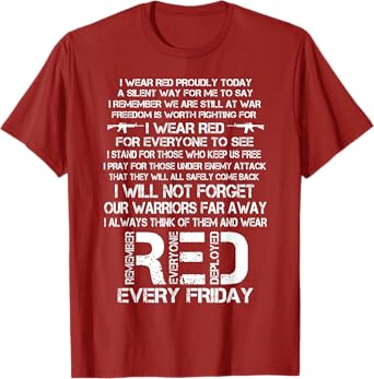 Red Friday Remember The Deployed Military Troops Poem T-Shirt
