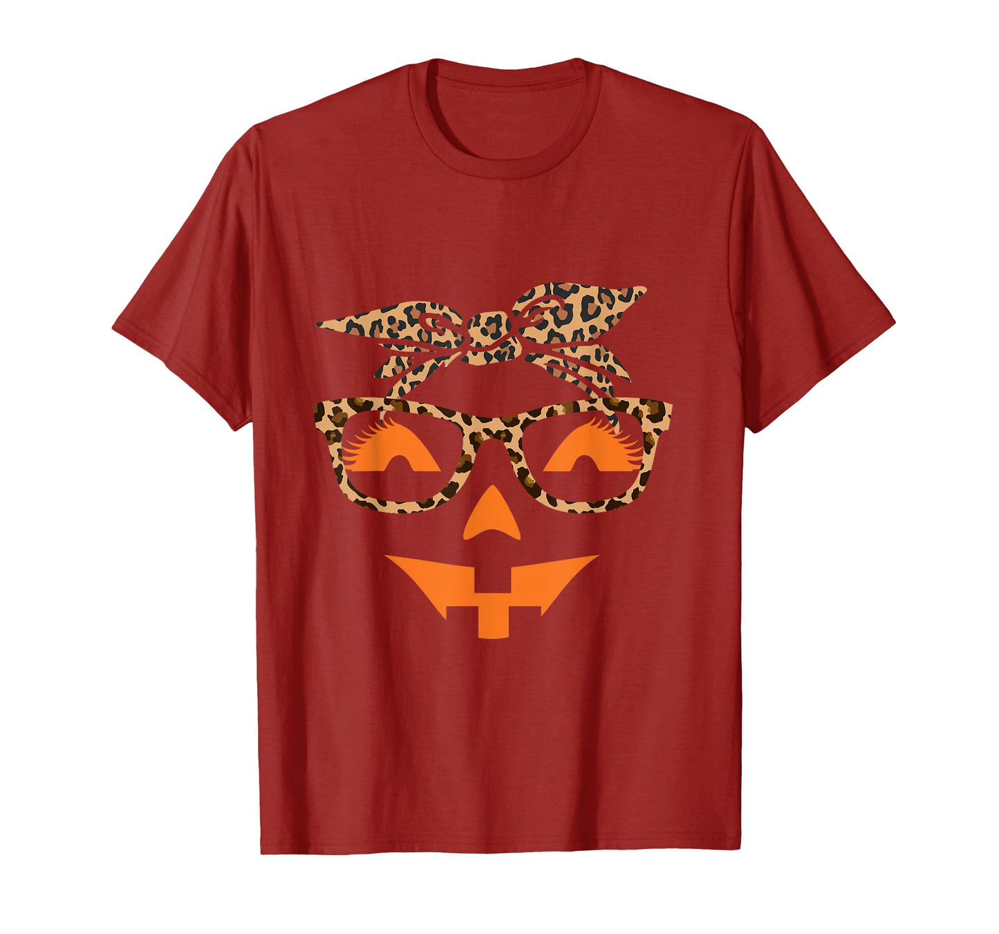 Jack O Lantern Face Leopard Halloween Pumpkin Women T-Shirt