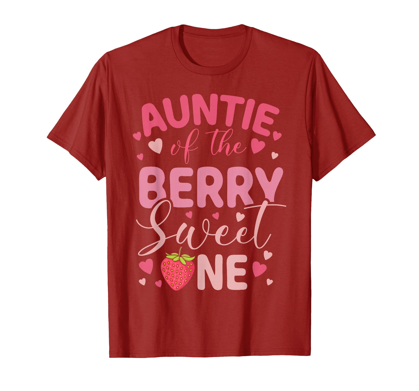Auntie Of The Berry Sweet One Strawberry First Birthday T-Shirt