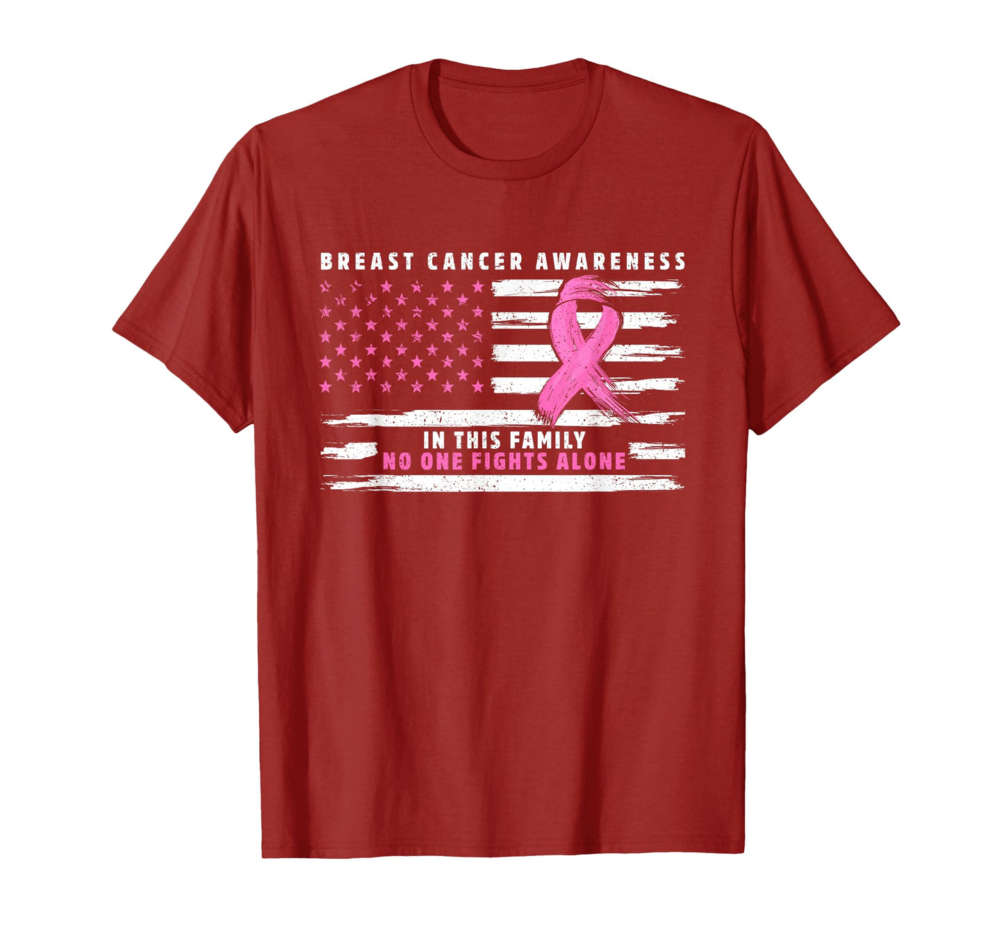 In This Family Nobody Fights Alone Pink Ribbon Breast Cancer T-Shirt