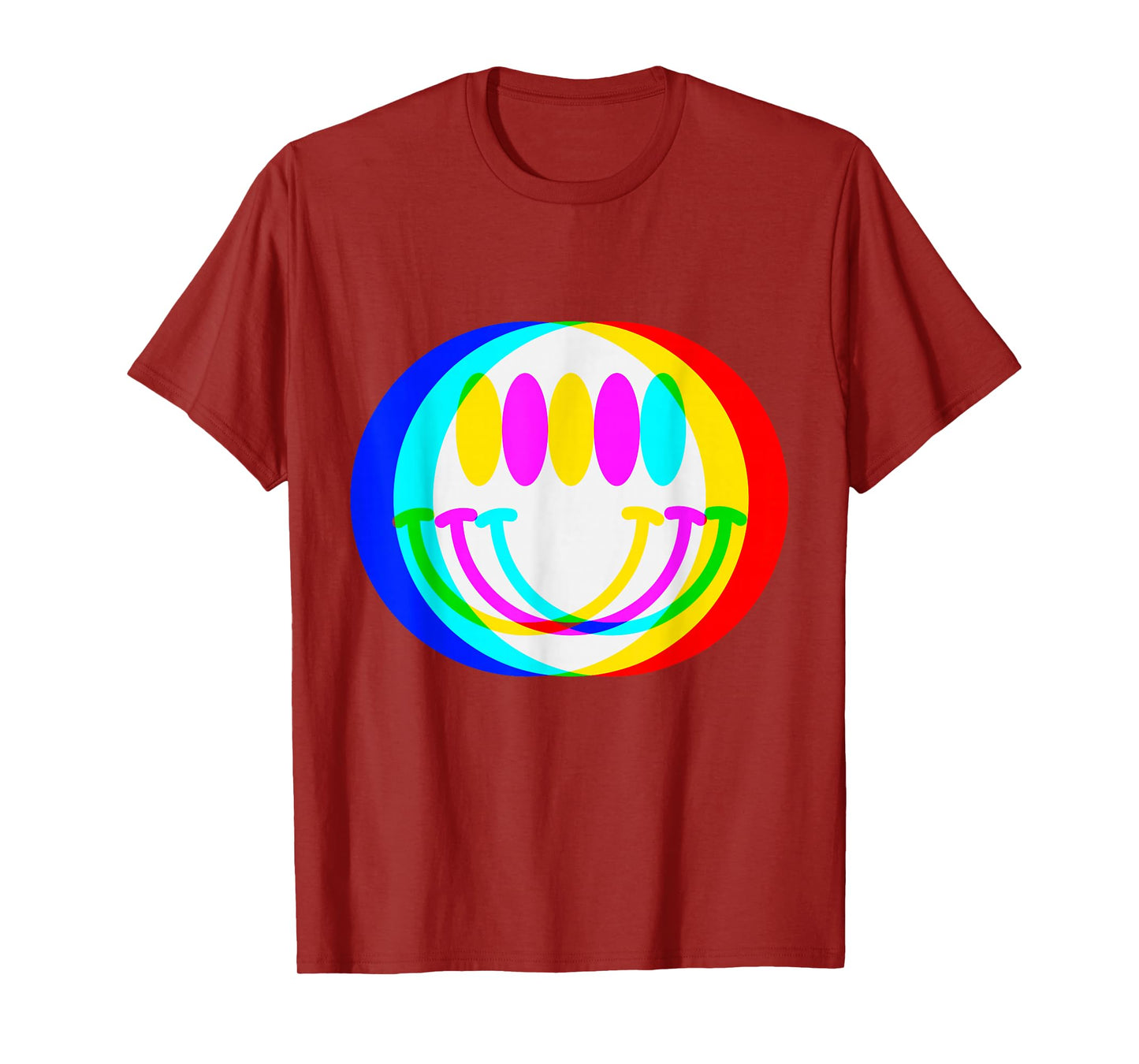 Trendy Happy Face EDM Music Festival Smile Face Illusion T-Shirt
