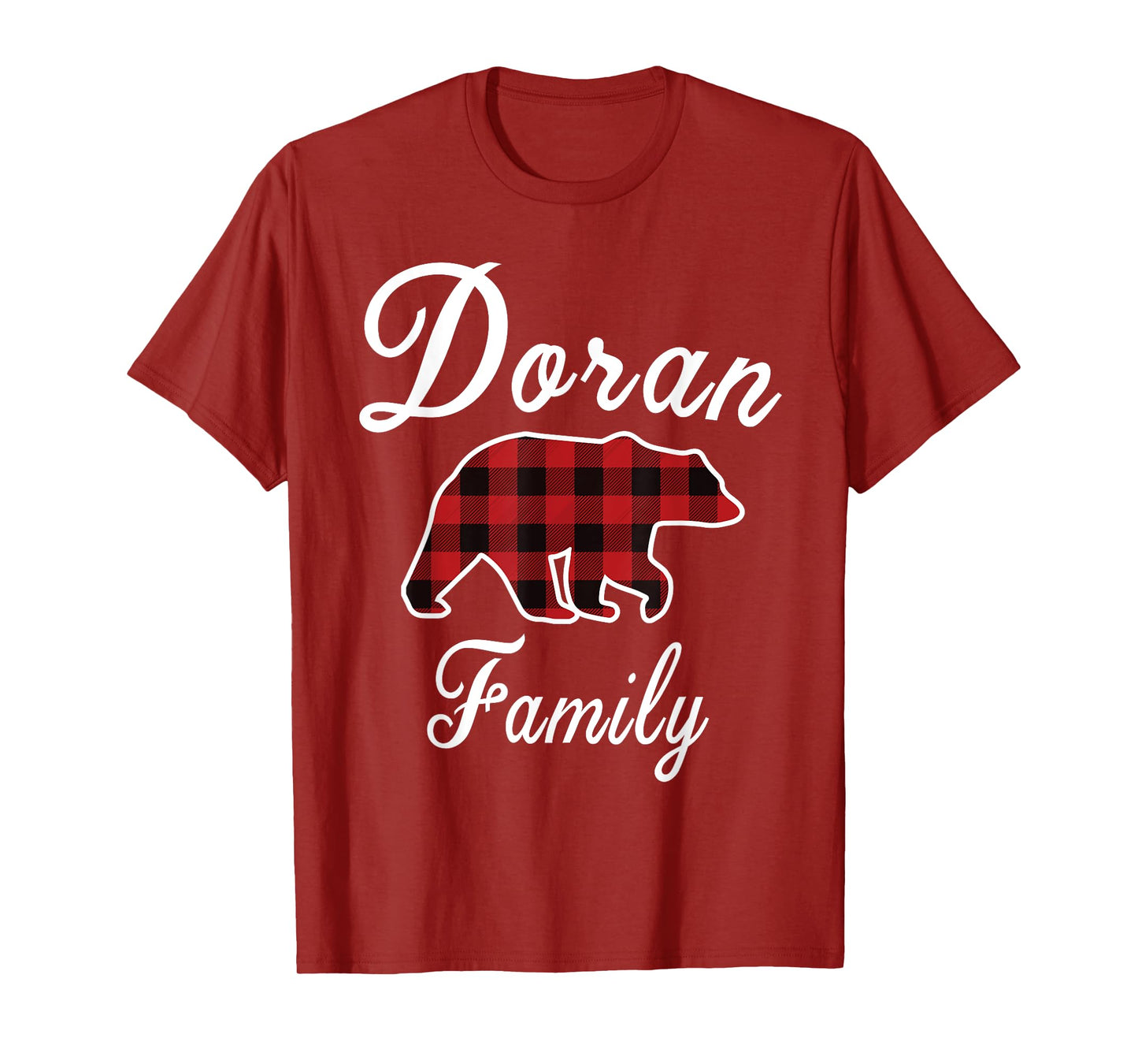 DORAN Family Bear Red Plaid Christmas Pajama Men Women Gift T-Shirt