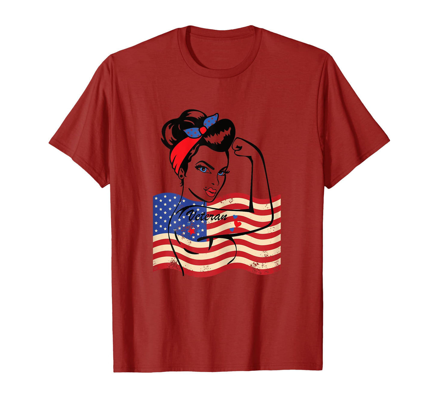 Veteran Women Female Soldier Veterans Day American Flag T-Shirt