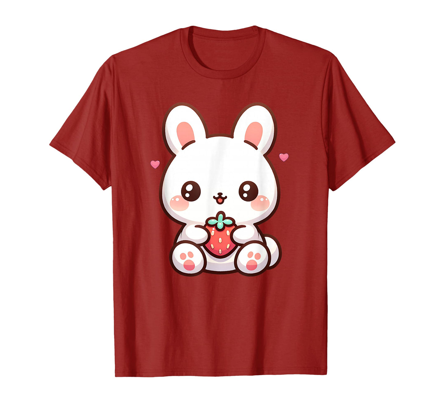 Cute Bunny Rabbit Eating Strawberry Tween Girls Graphic T-Shirt