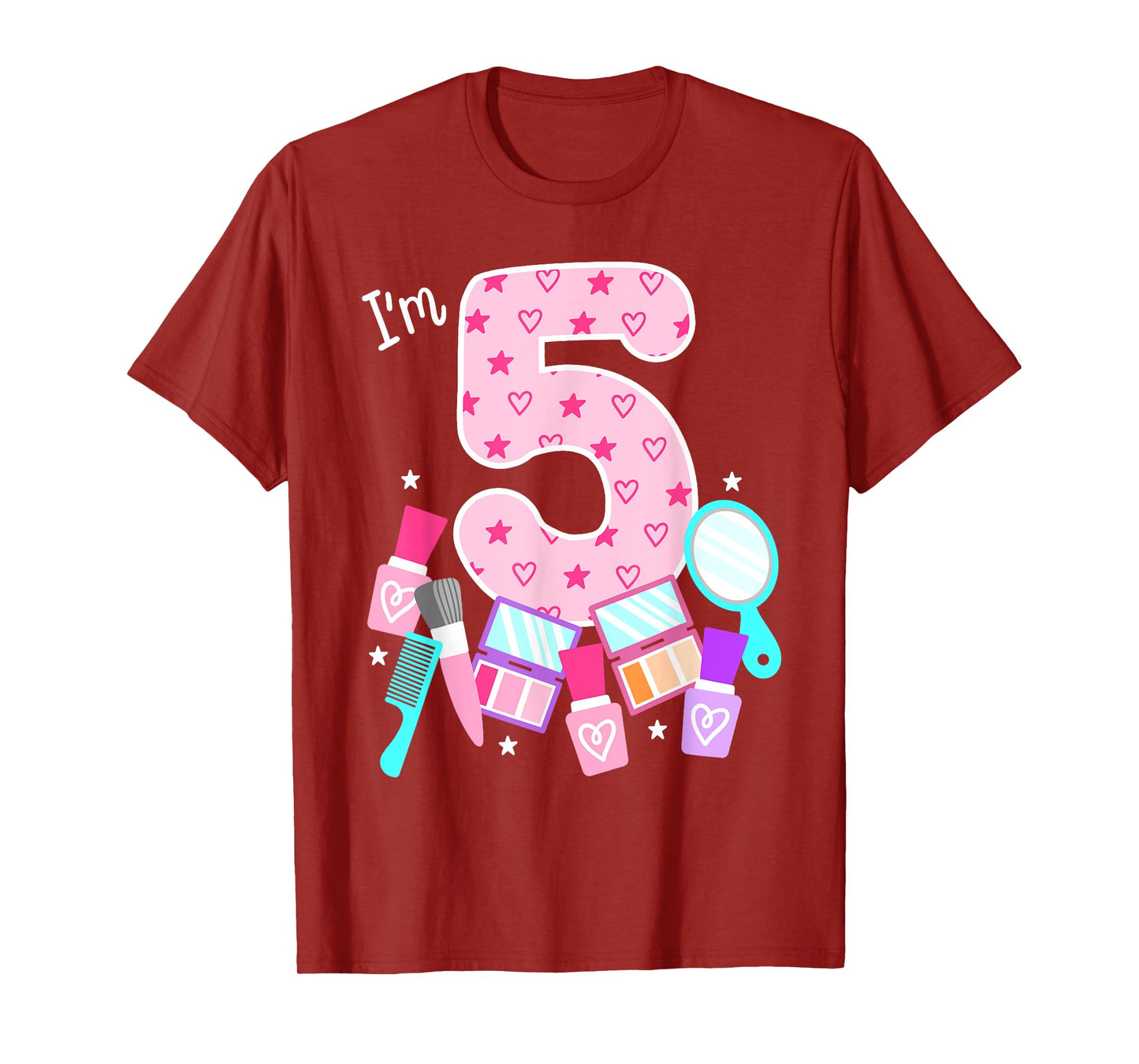Spa Birthday Party I'm 5 Girls Makeup 5th Bday Kids Toddlers T-Shirt