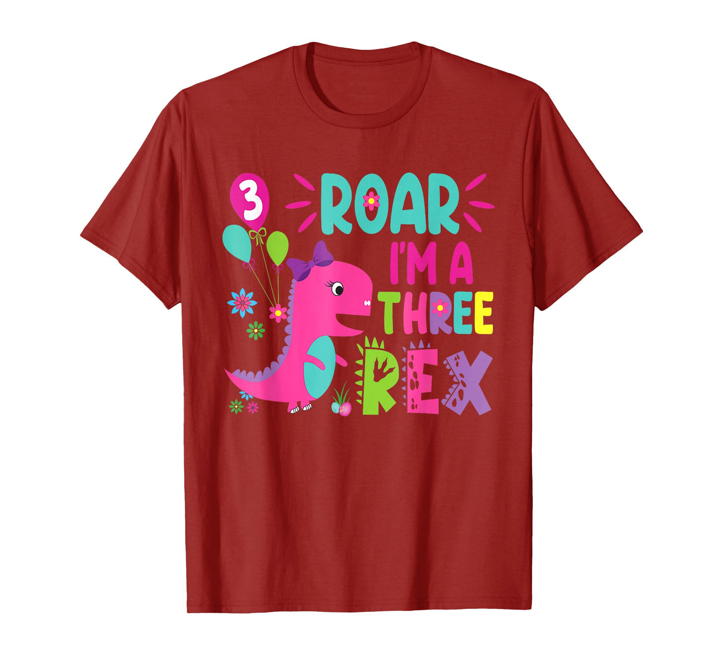 3rd Birthday Dinosaur Girl T-Rex Matching Family Party Three T-Shirt