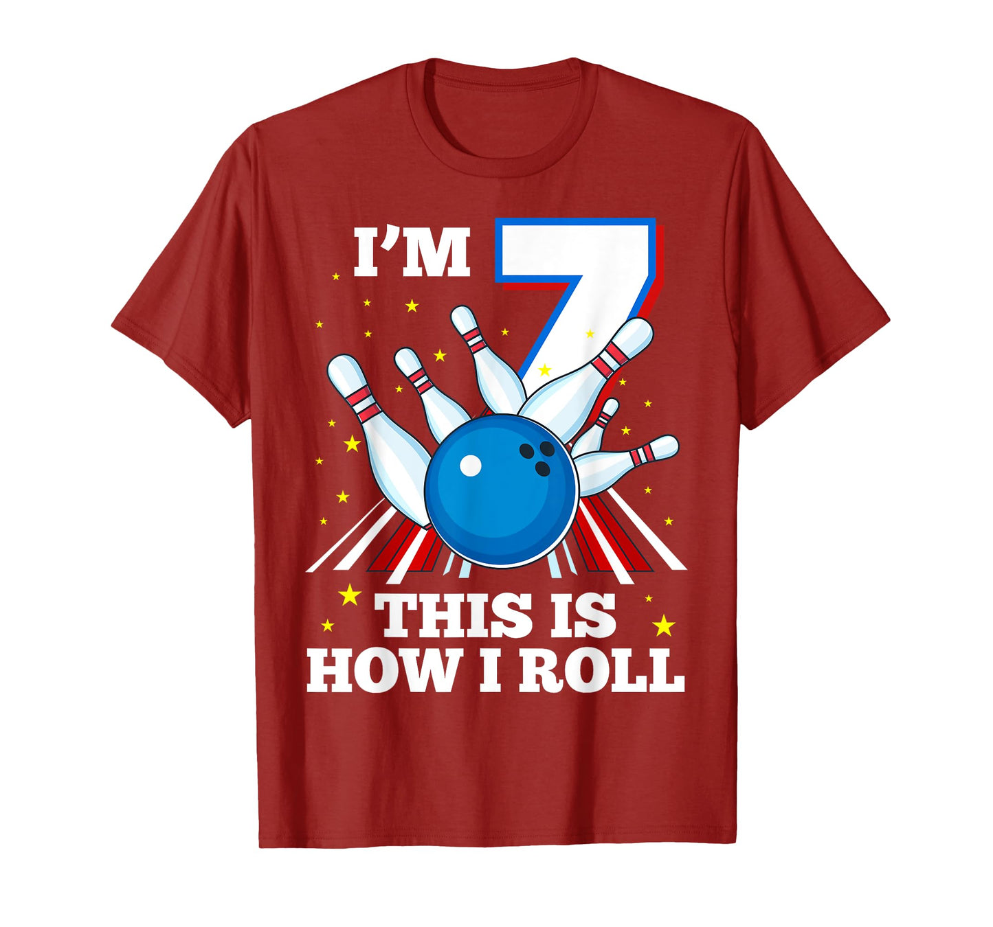 7th Birthday Bowling I'm 7 This Is How I Roll Funny B-Day T-Shirt