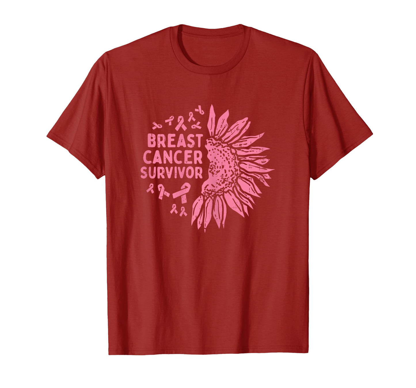 Sunflower Breast Cancer Survivor Pink Ribbon Awareness Women T-Shirt