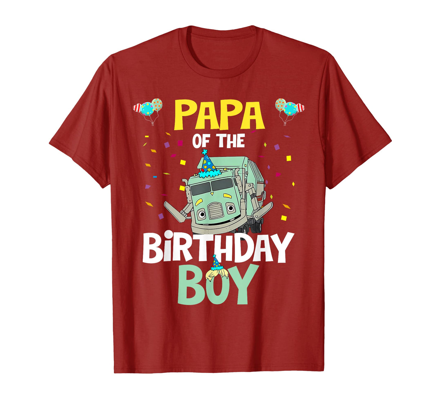 Papa Of The Birthday Boy Garbage Truck Recycling Trash T-Shirt