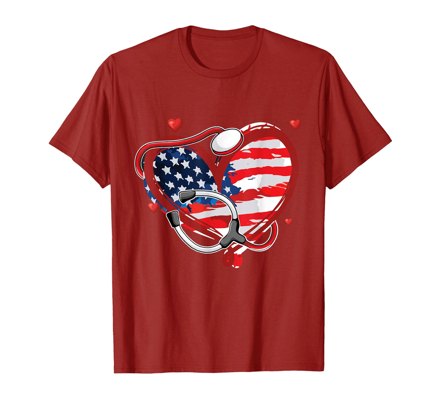 All American Nurse 4th of July Patriotic USA Flag Nursing T-Shirt for Women Men