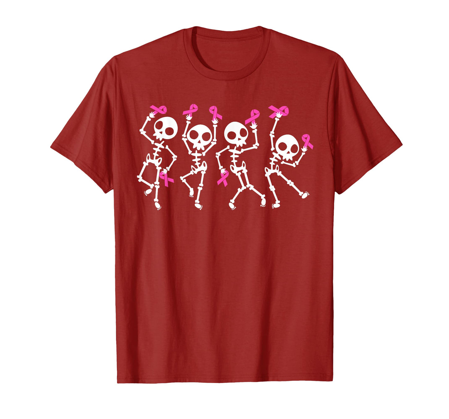 Pink Ribbon Breast Cancer Awareness Skeleton Women Men Kids T-Shirt