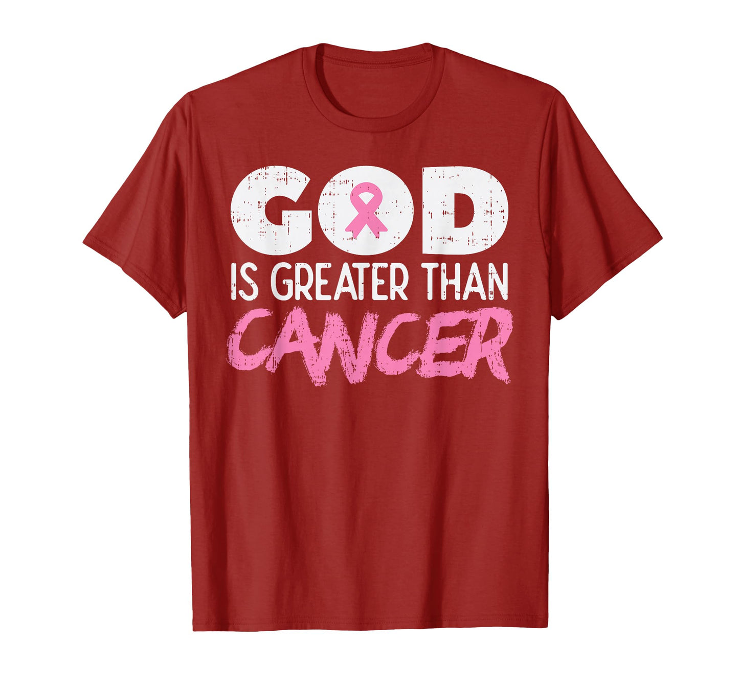 God Is Greater Than Cancer Ribbon Breast Cancer Awareness T-Shirt