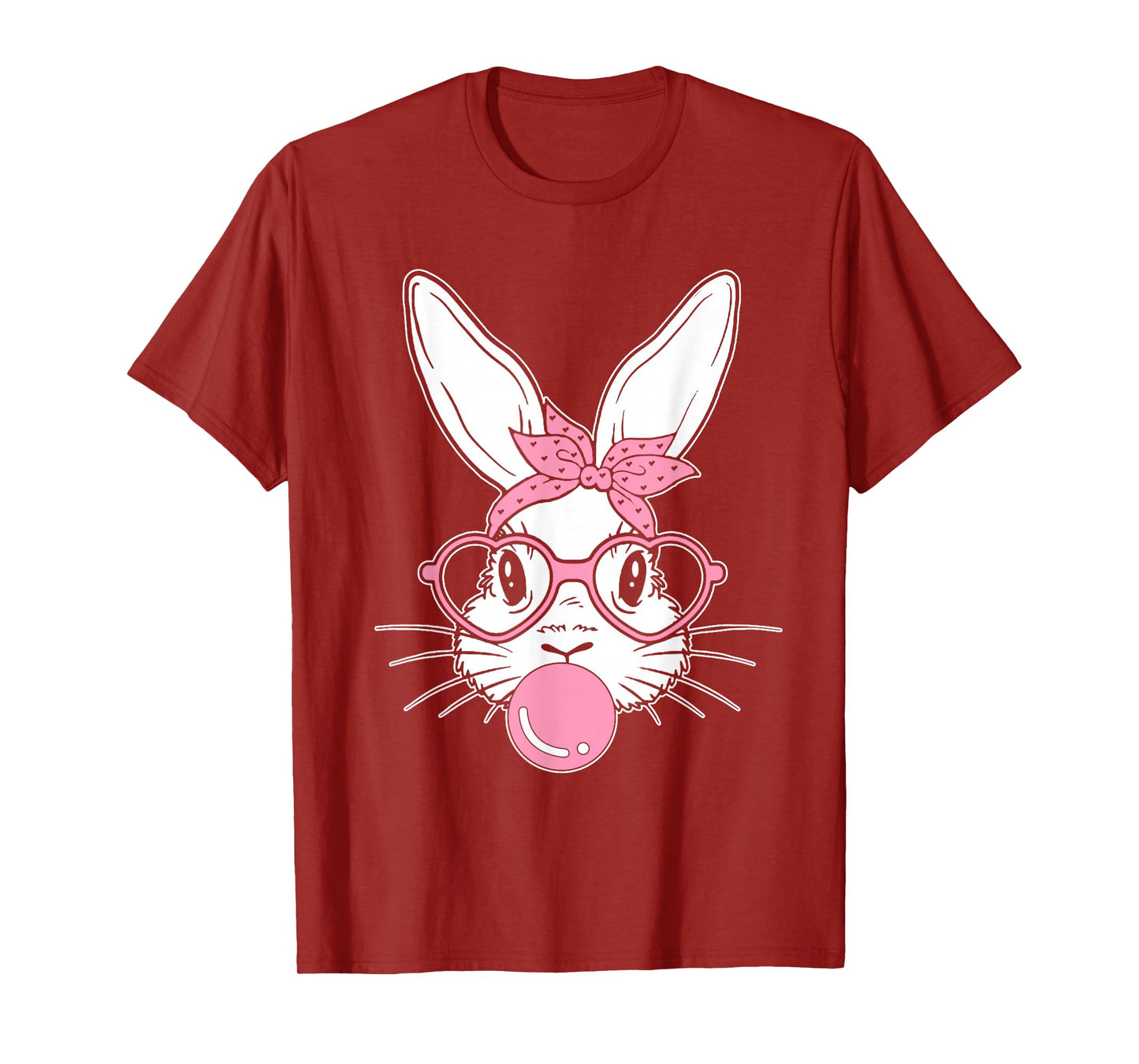 Bunny Face Easter Day Bubblegum Bandana Glasses Womens Girls T-Shirt