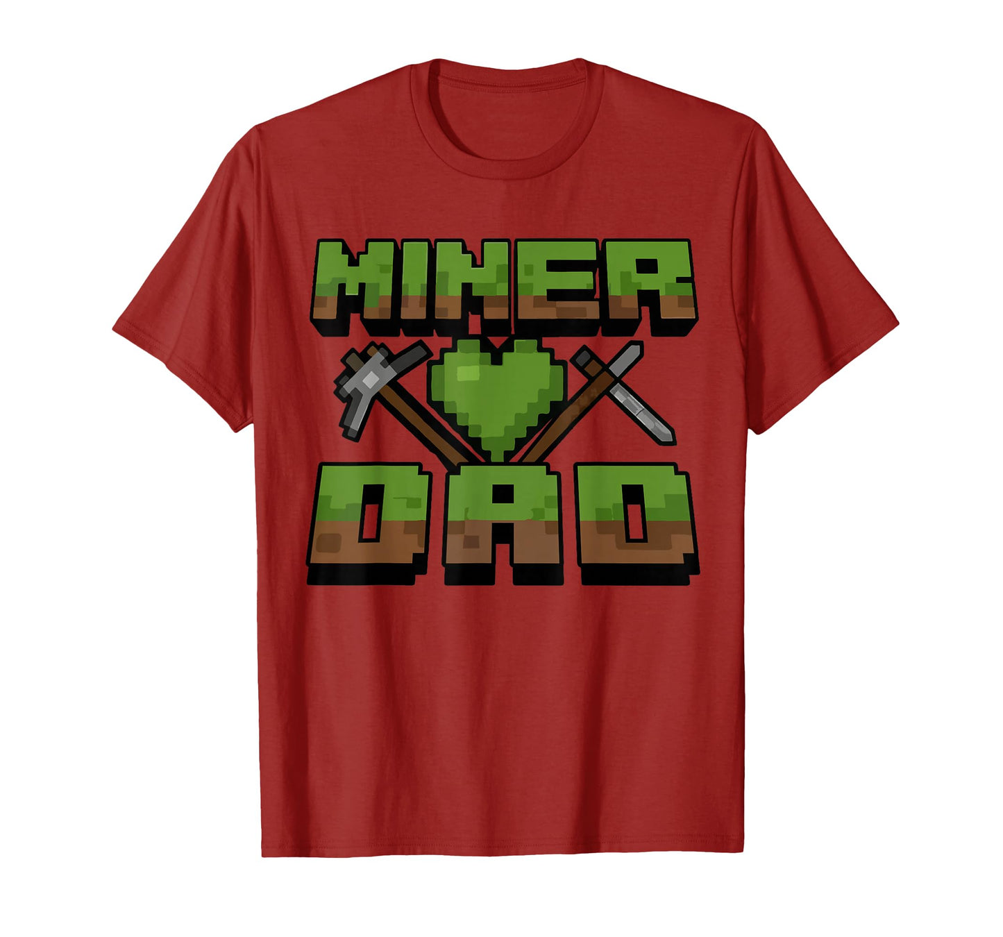 Funny Miner Dad Birthday Boy Party Video Gamer Pixel T-Shirt