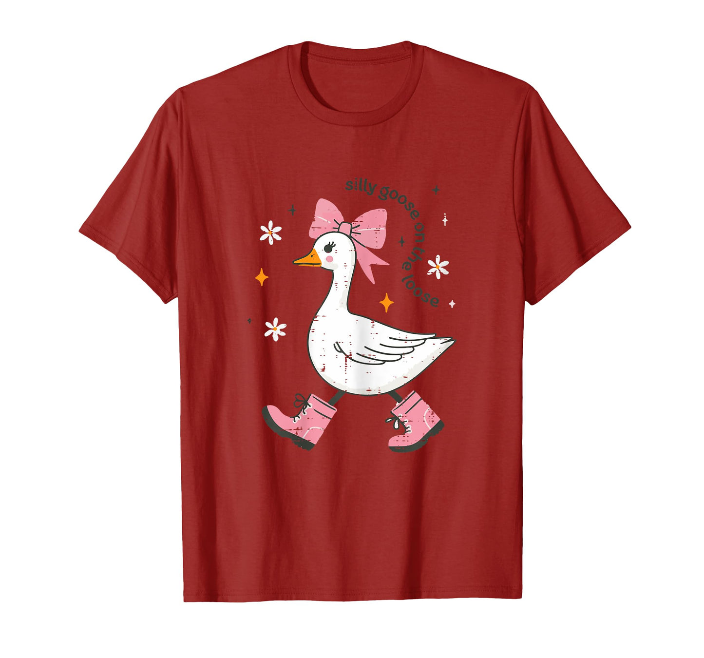 Goose Silly On The Loose Pink Bow Girls Kids Youth Women T-Shirt