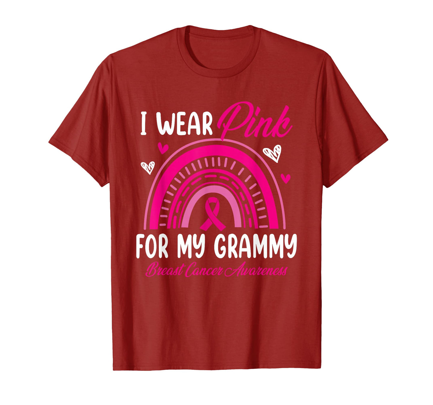Rainbow I Wear Pink For My Grammy Breast Cancer Awareness T-Shirt
