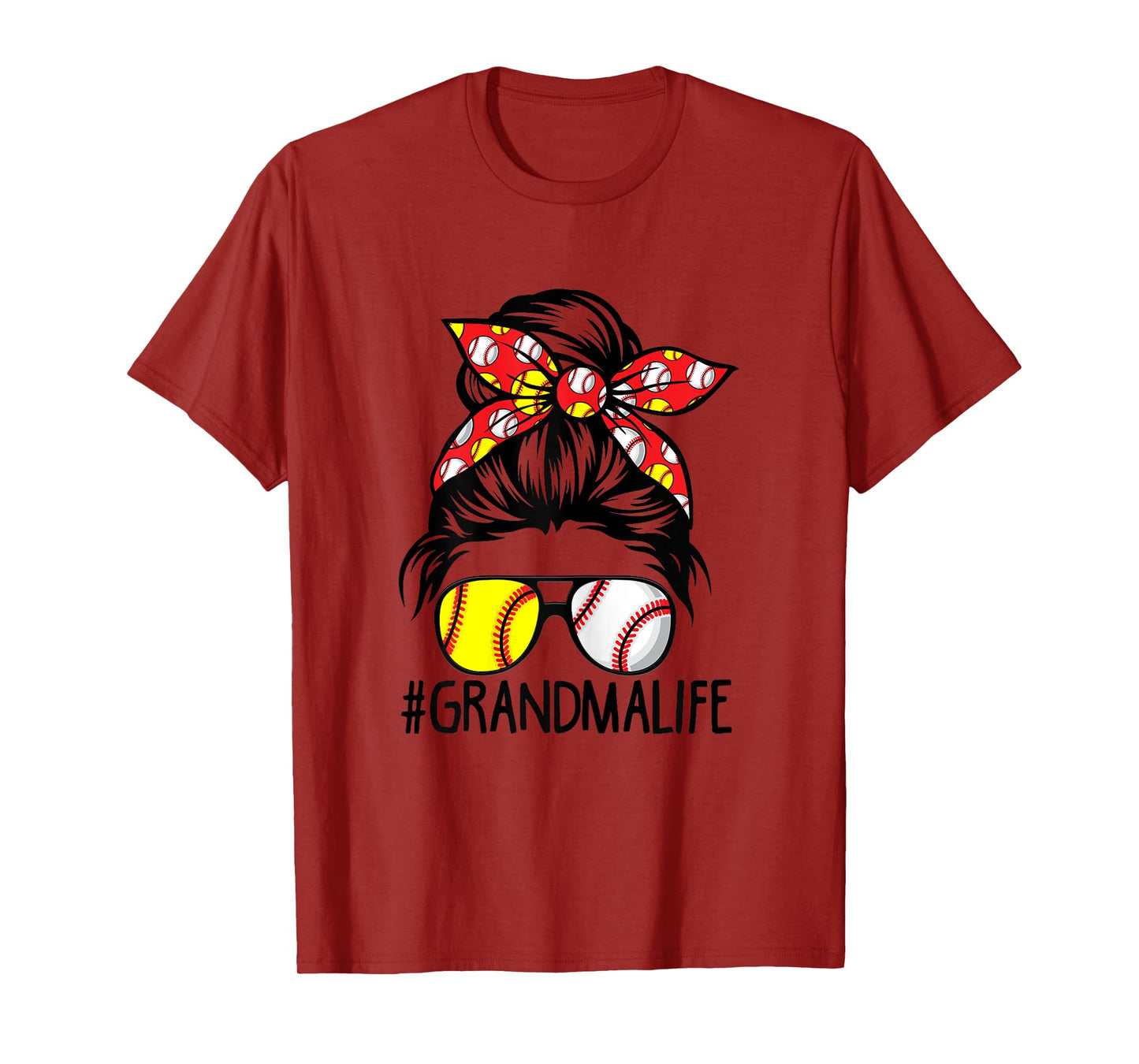 Dy Messy Bun Mothers Day Softball Baseball Grandma Life T-Shirt