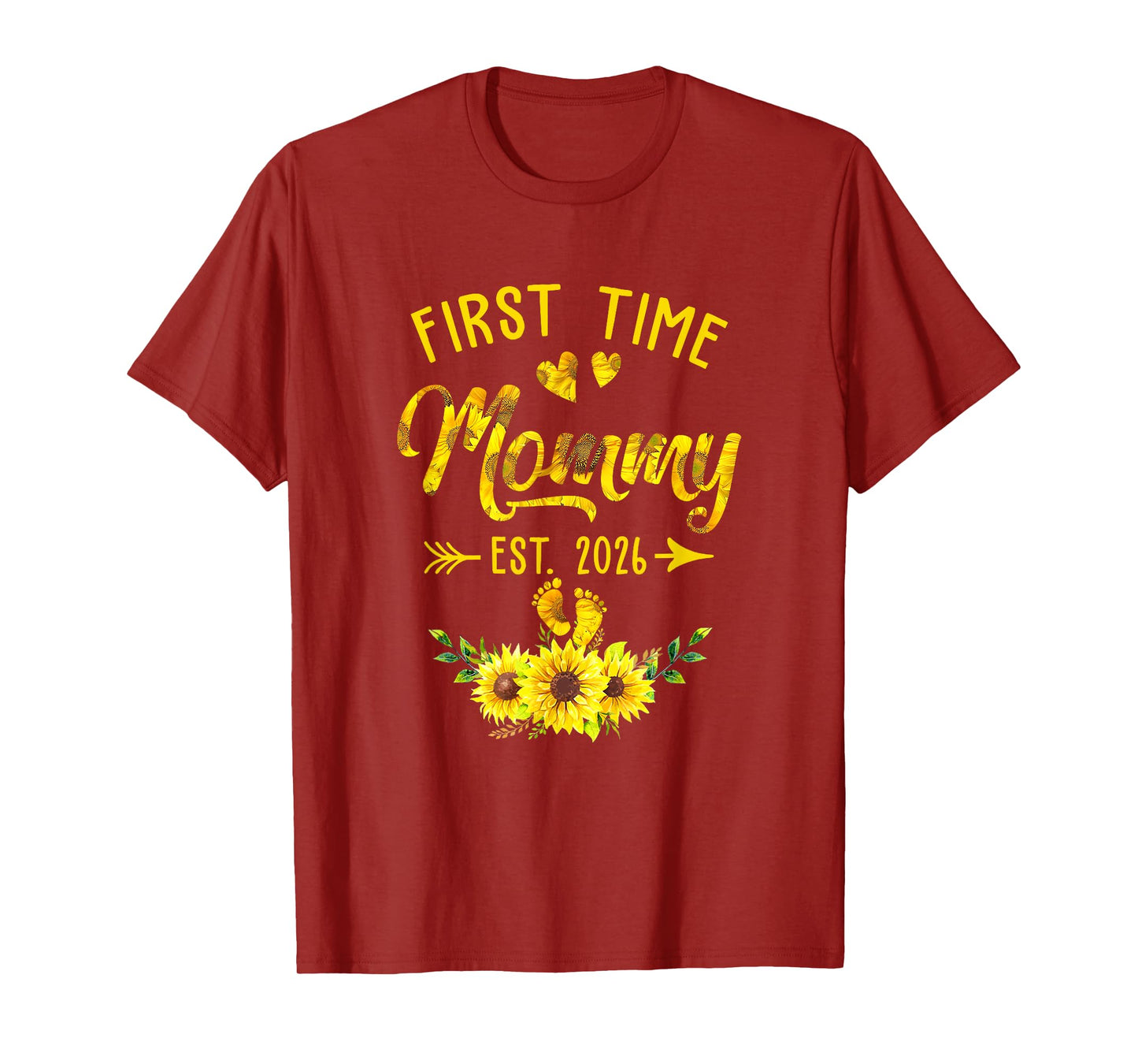 First Time Mommy Est 2026 Sunflower Promoted To Mommy T-Shirt