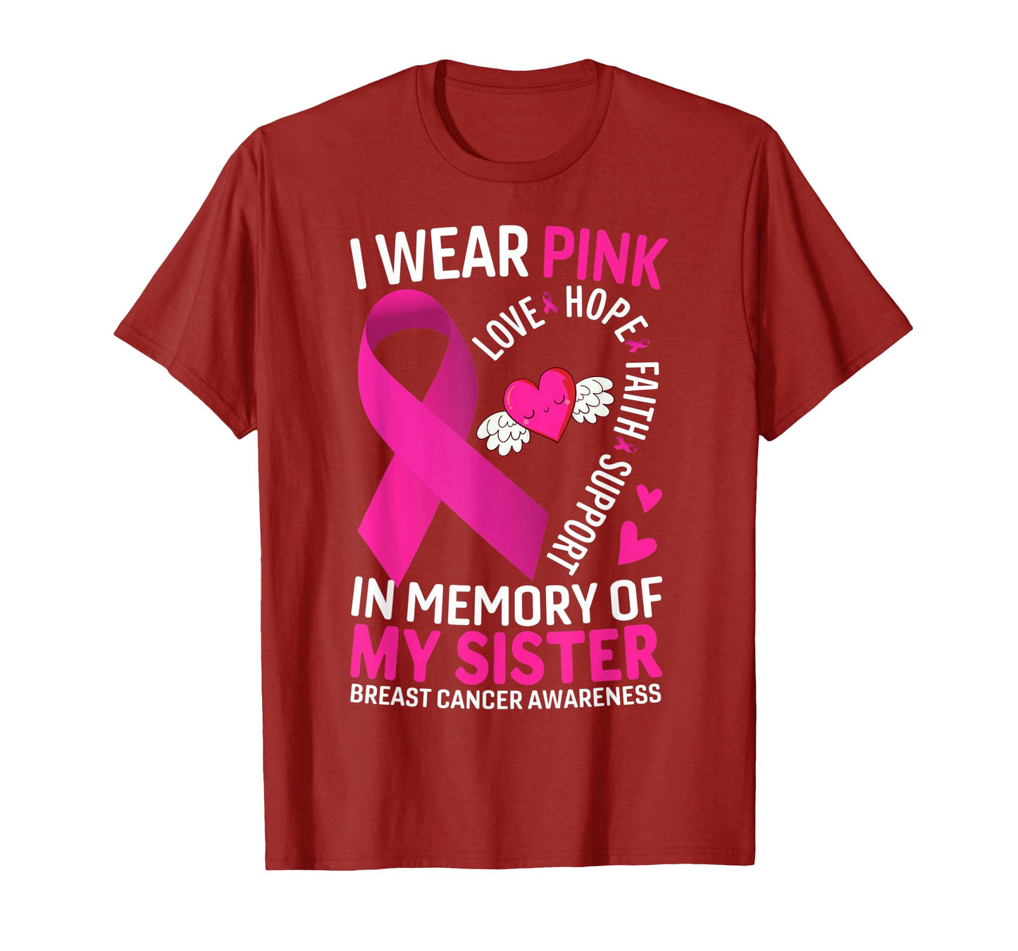 I Wear Pink In Memory Of My Sister Breast Cancer Awareness T-Shirt