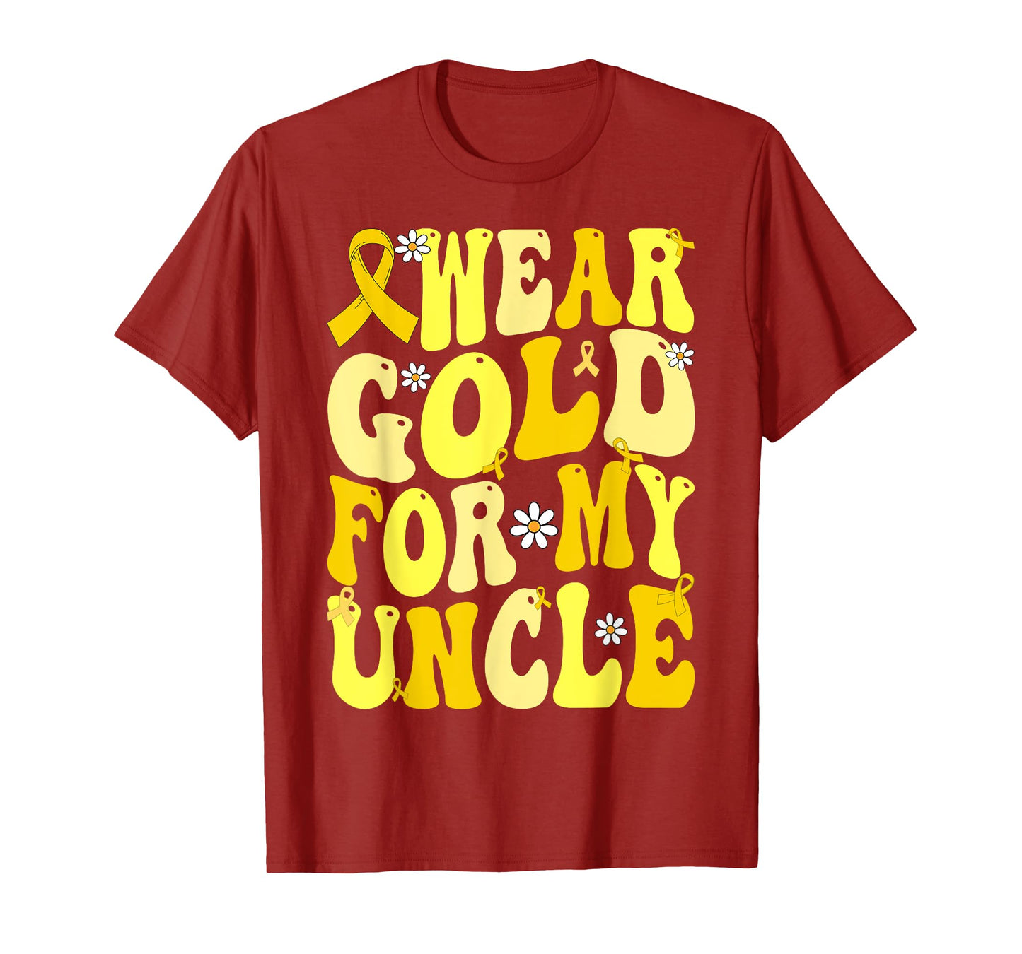 I Wear Gold for My Uncle Ribbon Childhood Cancer Awareness T-Shirt