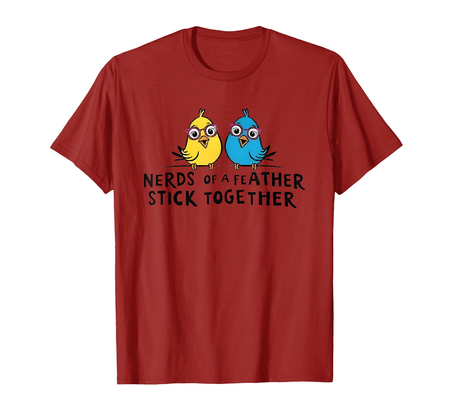 Nerds Of A Feather Stick Together Yellow And Blue Bird T-Shirt