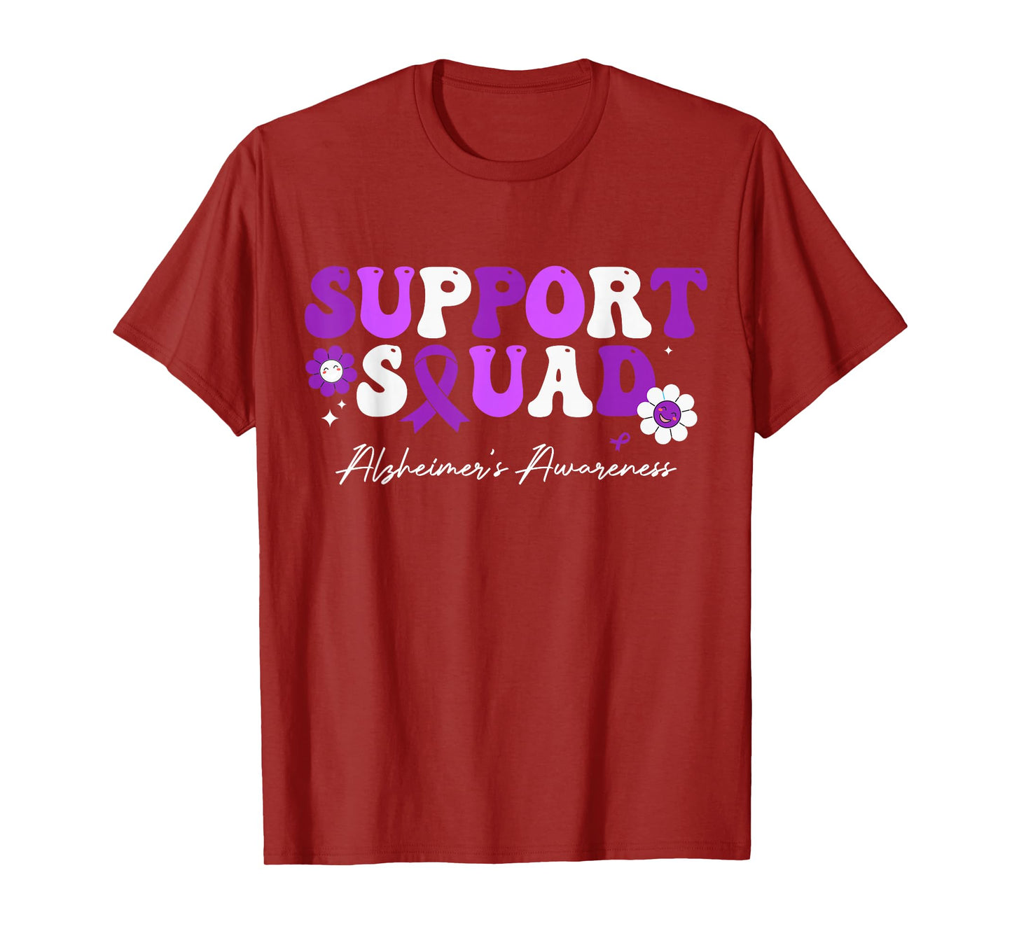 Groovy Support Squad Alzheimer's Awareness White Ribbon T-Shirt