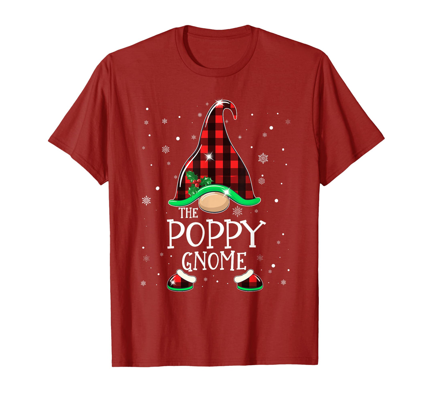 Funny POPPY Gnome Buffalo Plaid Matching Christmas Xmas T-Shirt