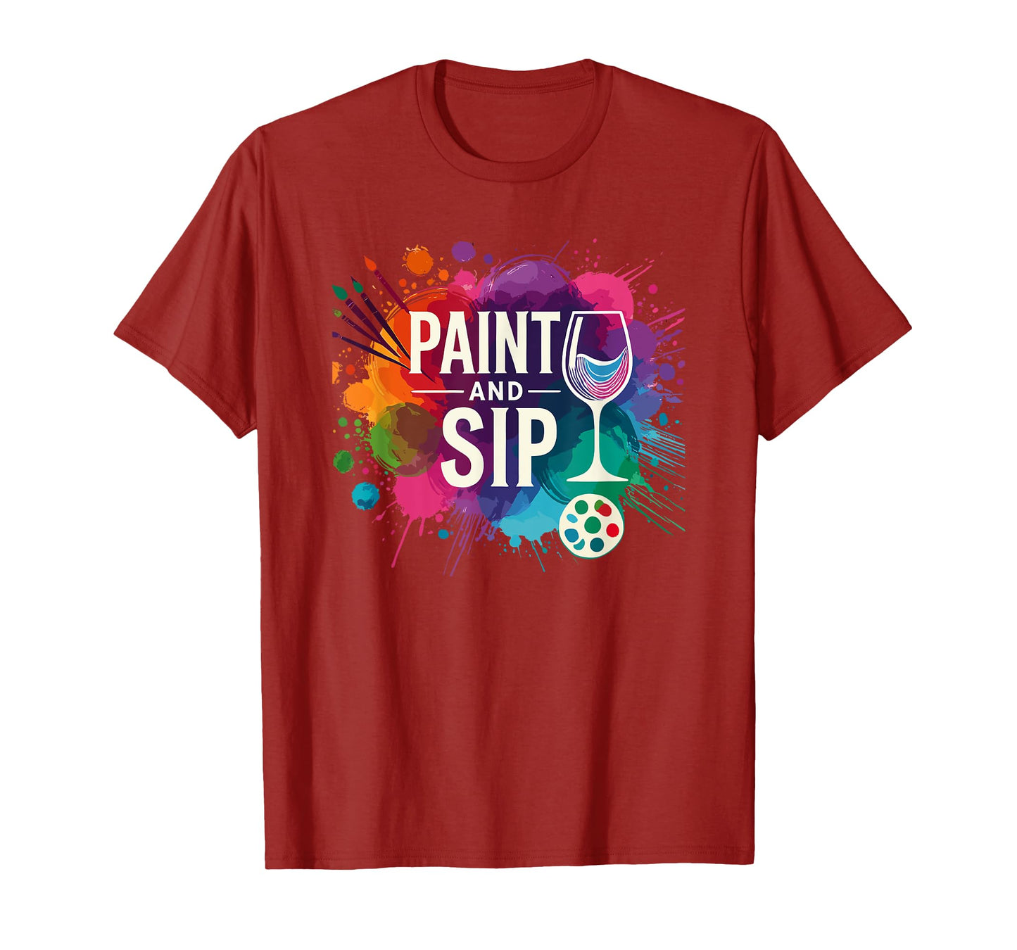 Paint Lover Sip Party Art Wine Drinking Rainbow Paint T-Shirt
