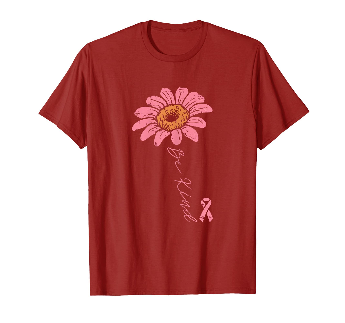 Pink Ribbon Sunflower Be Kind Breast Cancer Awareness Women T-Shirt