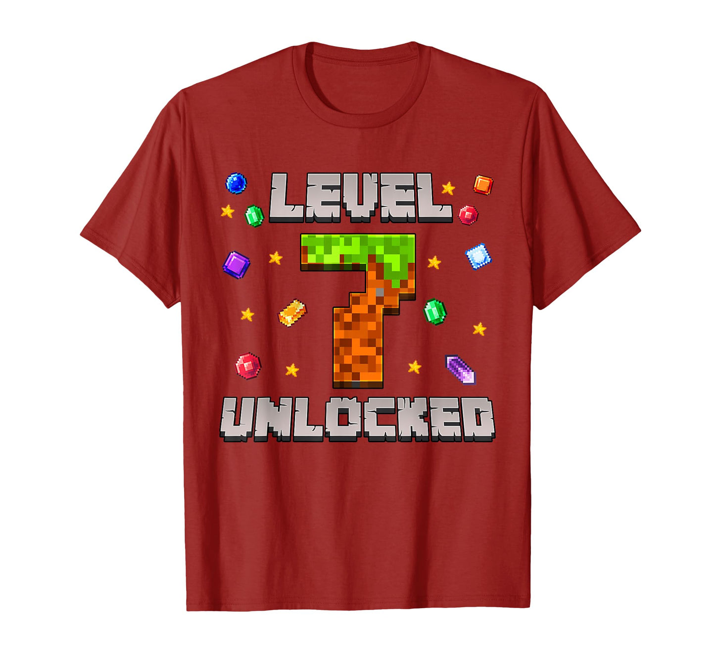 Birthday Boy Level 7 Unlocked 7th Birthday Video Game Pixel T-Shirt