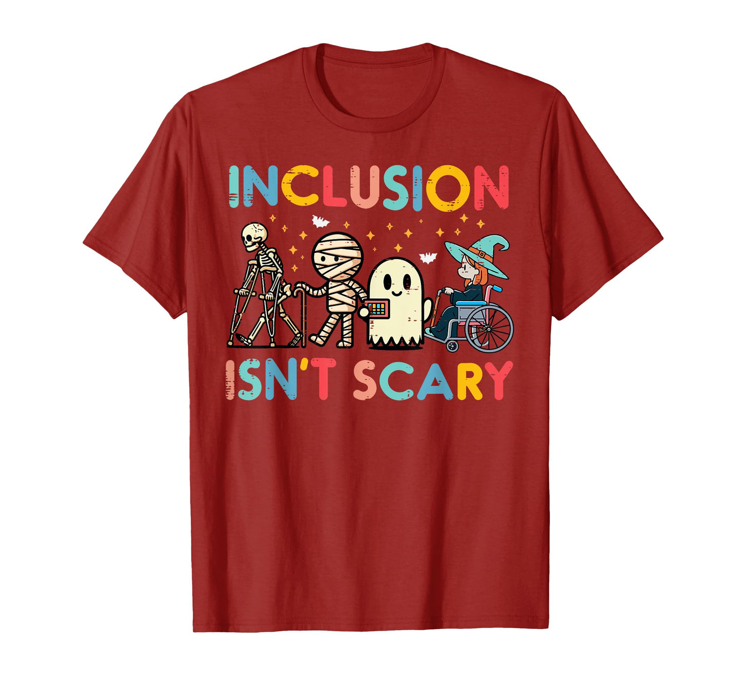 Inclusion Isnt Scary Teacher Para SLP Halloween Men Women T-Shirt
