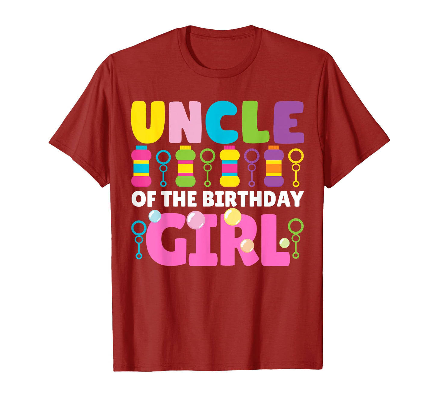 Uncle of the Birthday Girl Bubble Party Kids Wands Theme T-Shirt