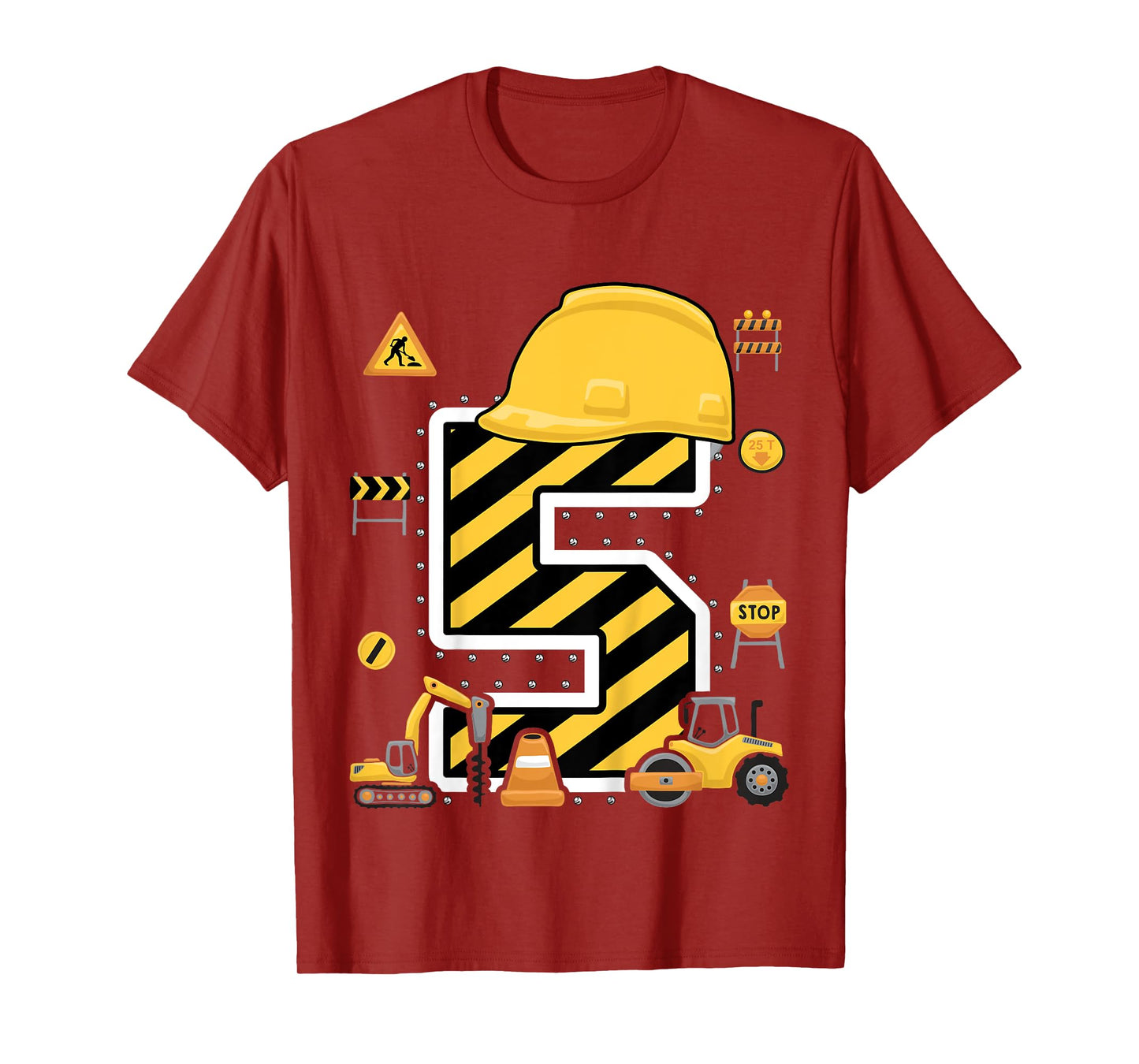 Construction Five Birthday Kids 5 Years Old 5th Birthday T-Shirt