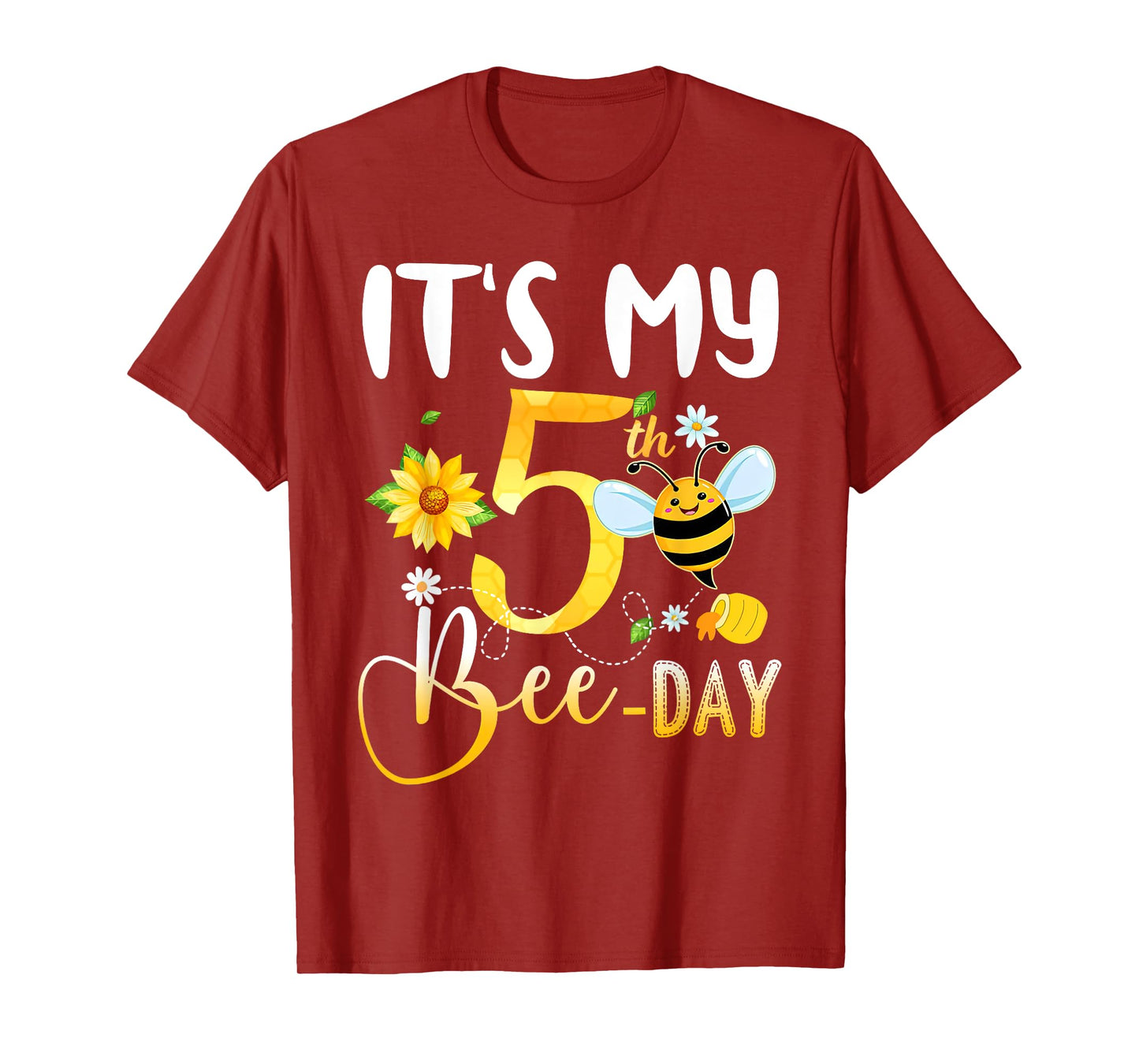 It's My 5th Bee Day - 5 Years Old Birthday Party Girl T-Shirt