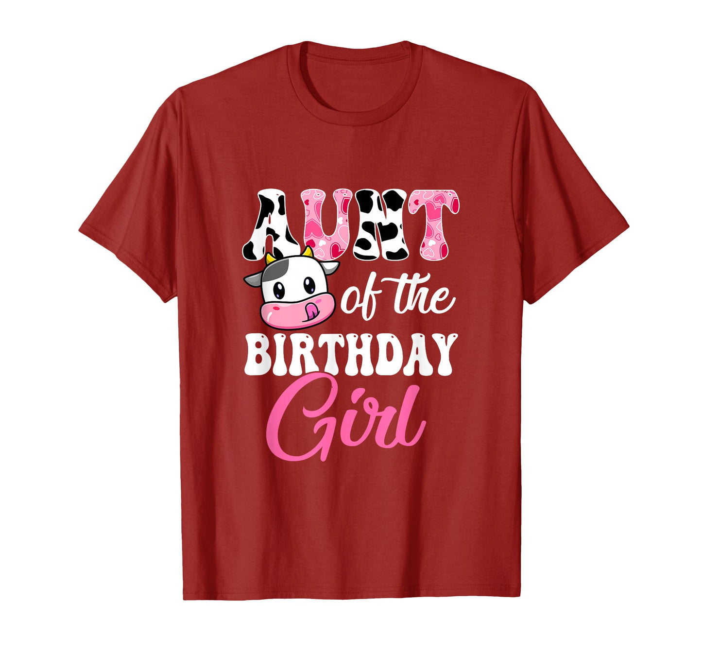 Aunt Of The Birthday Girl Farm Cow 1St Birthday Girl T-Shirt