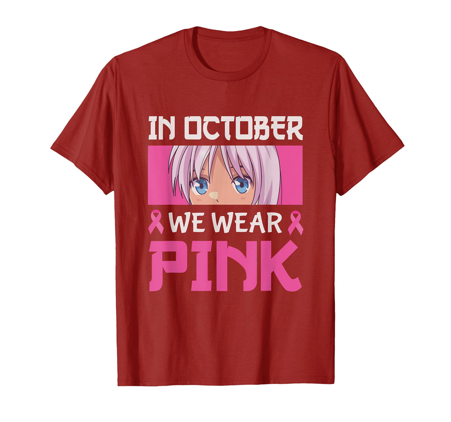 In October We Wear Pink Breast Cancer Anime Manga Girls Boys T-Shirt
